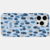 モダンブルー水彩ドットパターンモノグラム Case-Mate iPhoneケース (裏面 (横))