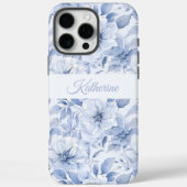 モダンブルー水彩フラワーパターンの名前 Case-Mate iPhoneケース (裏面)