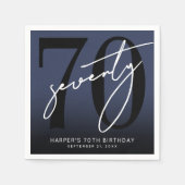 モダンブルー70歳の誕生日パーティー スタンダードカクテルナプキン (正面)