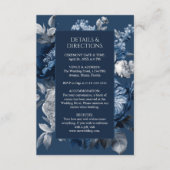 モダンブルー&グレイフローラ結婚ズ エンクロージャーカード (正面)