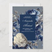 モダンブルー&グレイフローラ結婚ズ セーブザデート (正面)