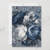 モダンブルー&グレイフローラ結婚ズ セーブザデート (裏面)