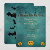 モダンブルー ハロウィン パーティー 怖いお化けのハロウィン 招待状 (正面/裏面)