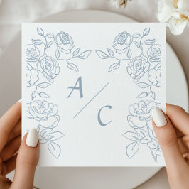 モダンブルー&ホワイトフランスバラの結婚式 スタンダードカクテルナプキン