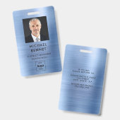 モダンブルー 偽金属 コーポレート写真ID バッジ (正面＆裏面)