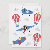 モダンブルー 時が飛ぶ 1歳の誕生日 招待状 (裏面)