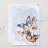 モダンブルー&錆び水色蝶の結婚式 招待状 (裏面)
