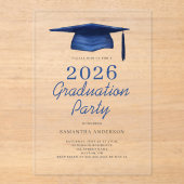 モダンブルー 2026 卒業パーティー アクリル招待状 (正面)