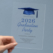 モダンブルー 2026 卒業パーティー アクリル招待状