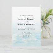 モダンブルー nautical 水彩ウェディング 招待状 (スタンド正面)