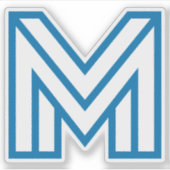 モダンブルーMモノグラム、幾何学的なアウトライン シール (正面)