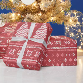 モダンブロッキークリスマスツリーパターン ラッピングペーパー