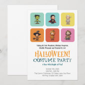モダンブロック かわいいキッズ ハロウィンコスチュームパーティー 招待状 (正面/裏面)
