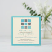 モダンブロック グランドオープンのご招待（アクア） 招待状 (スタンド正面)