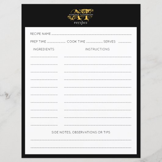 モダンブ動揺してラックと金ゴールドモノグラムのレシピ (裏面)