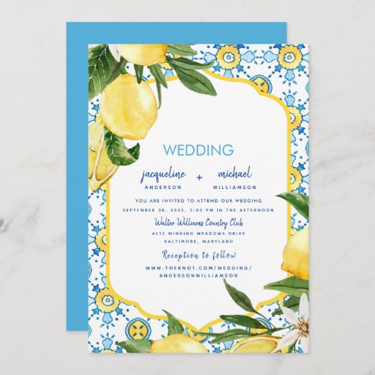 モダンブ地中海のルー&レモン結婚ズ 招待状 (正面/裏面)