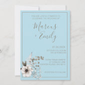 モダンブ淡い色のルー&ユーカリ結婚グレイ 招待状 (正面)