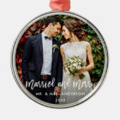 モダンブ結婚したラメリース結婚&s メタルオーナメント (正面)