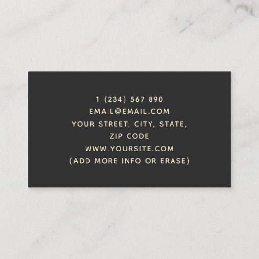 モダンブ絵を描ミニマルラッエレガントプ黒 名刺 (裏面)