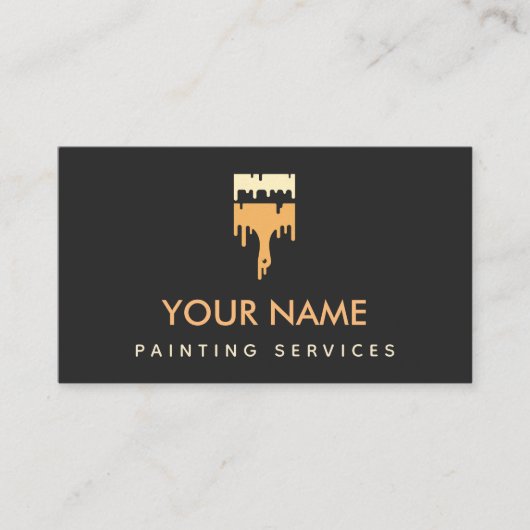 モダンブ絵を描ミニマルラッエレガントプ黒 名刺 (正面)