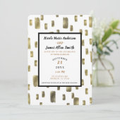 モダンブ絵を描ラシ金ゴールド銅青銅結婚ズ 招待状 (スタンド正面)