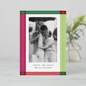 モダンプカラフルライドフレームのクリスマスフォト 箔シーズンカード (立ち正面)