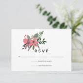 モダンプラムとピンクのフローラ結婚ズ 出欠カード (スタンド正面)