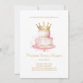 モダンプリンセスピンク任意の年の誕生日 招待状 (正面)