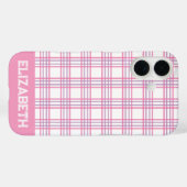 モダンプレッピープレイド バーシティフォント ピンク パープル Case-Mate iPhoneケース (裏面 (横))
