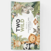 モダンプレッピーワイルドな2歳の誕生日 ジュングル動物 横断幕 (縦)