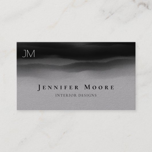 モダンプレミアムグレーとブラック抽象芸術モノグラム 名刺 (正面)