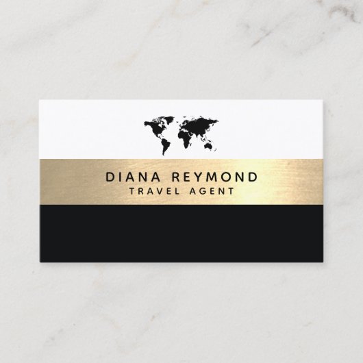 モダンプロフェイク金ゴールドストライプ旅行代理店 名刺 (正面)
