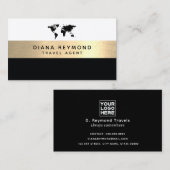 モダンプロフェイク金ゴールドストライプ旅行代理店 名刺 (正面/裏面)