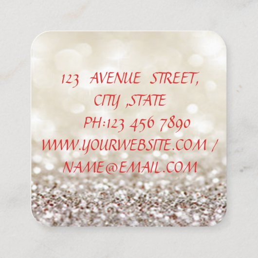 モダンプロフェッショナルきらびやかな《写真》ぼけ味、フラワーヒール スクエア名刺 (裏面)