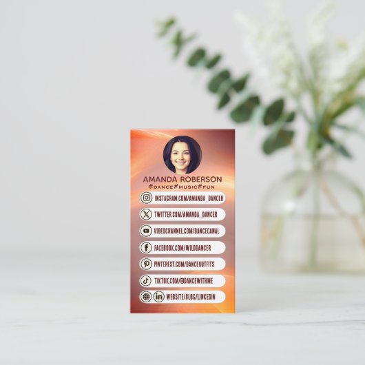 モダンプロフェッショナルのカスタムソーシャルメディアアイコンのリンク 名刺 (スタンド正面)