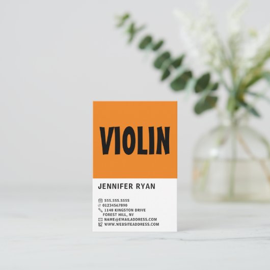 モダンプロフェッショナルはっきりした・バイオリニスト・ビジネス・カード 名刺 (スタンド正面)