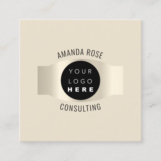 モダンプロフェッショナルアイボリー発光カスタムロゴ スクエア名刺 (正面)