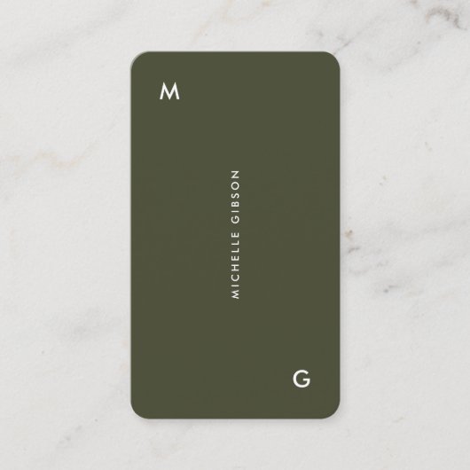 モダンプロフェッショナルアーミーグリーンシンプル 名刺 (正面)