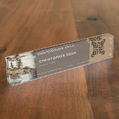 モダンプロフェッショナルウォーターカラータホレイク絵画ズ デスクネームプレート (側面)