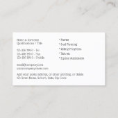 モダンプロフェッショナルウマ科のDIYフォトホースホワイト 名刺 (裏面)