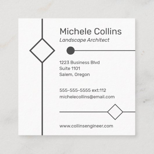 モダンプロフェッショナルエレガンススクエアビジネスカード スクエア名刺 (裏面)