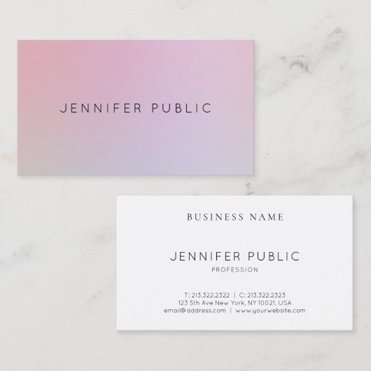 モダンプロフェッショナルエレガントカラーデザインプレーン 名刺 (正面/裏面)