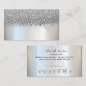 モダンプロフェッショナルエレガントグリッターシルバーハート ロイヤリティカード (正面/裏面)