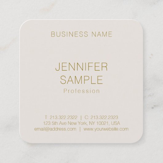 モダンプロフェッショナルエレガントシンプルテンプレート スクエア名刺 (裏面)