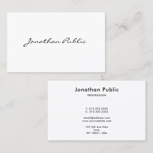 モダンプロフェッショナルエレガントタイポグラフィスクリプト 名刺 (正面/裏面)