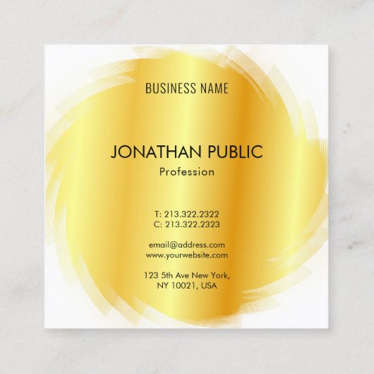 モダンプロフェッショナルエレガントテンプレート金ゴールドルック スクエア名刺 (裏面)