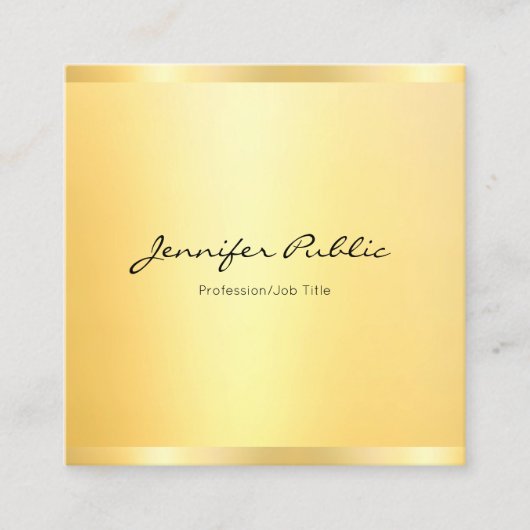 モダンプロフェッショナルエレガントフェイク金ゴールド スクエア名刺 (正面)