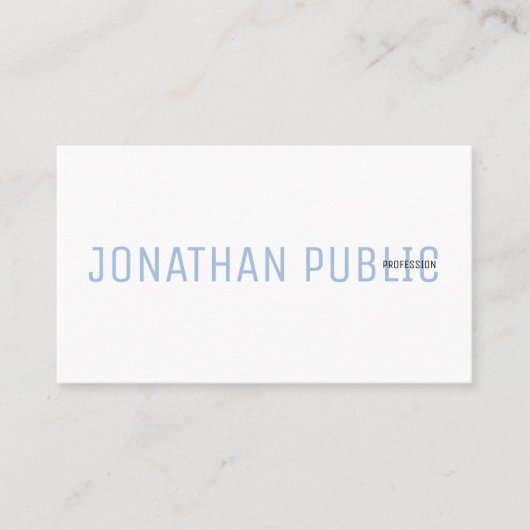 モダンプロフェッショナルエレガントブルーとホワイトシンプル 名刺 (正面)