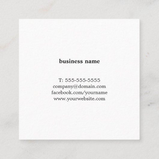 モダンプロフェッショナルエレガントミニマル白黒 スクエア名刺 (裏面)