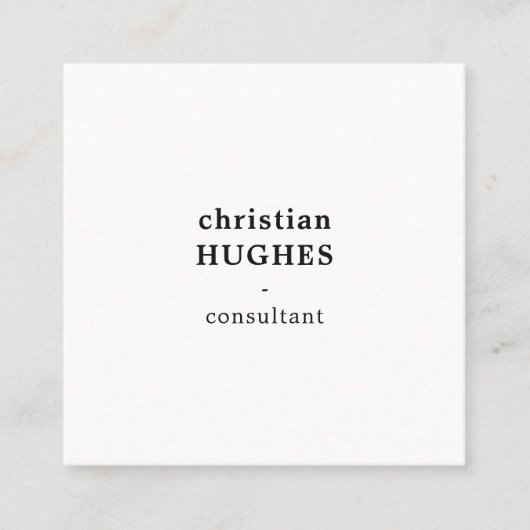 モダンプロフェッショナルエレガントミニマル白黒 スクエア名刺 (正面)